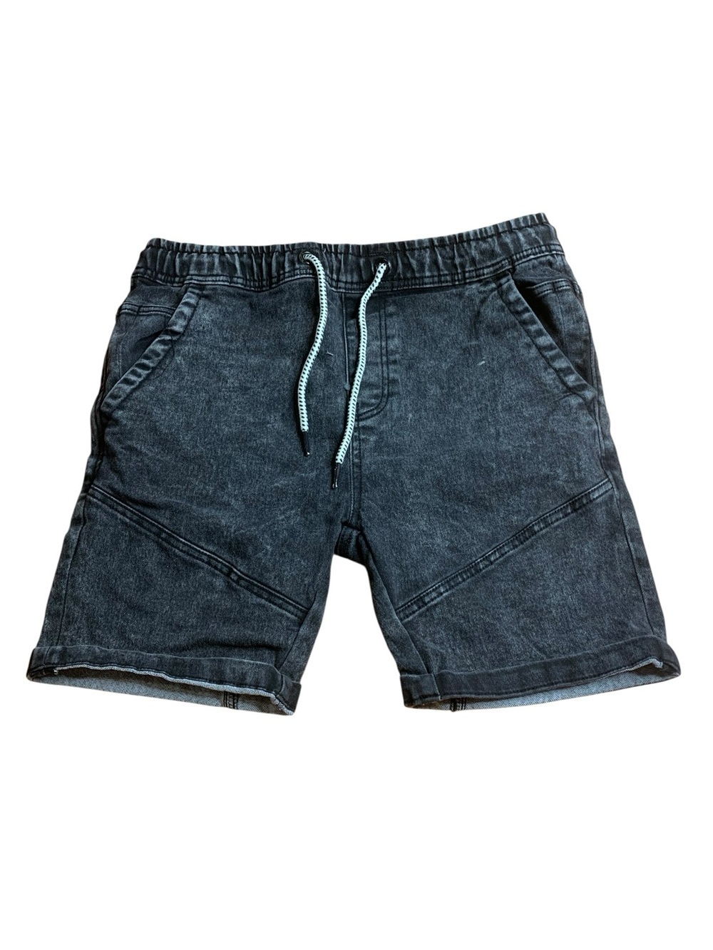 UH DENIM Black Acid Wash Denim Jogger Shorts Mens Size Medium
